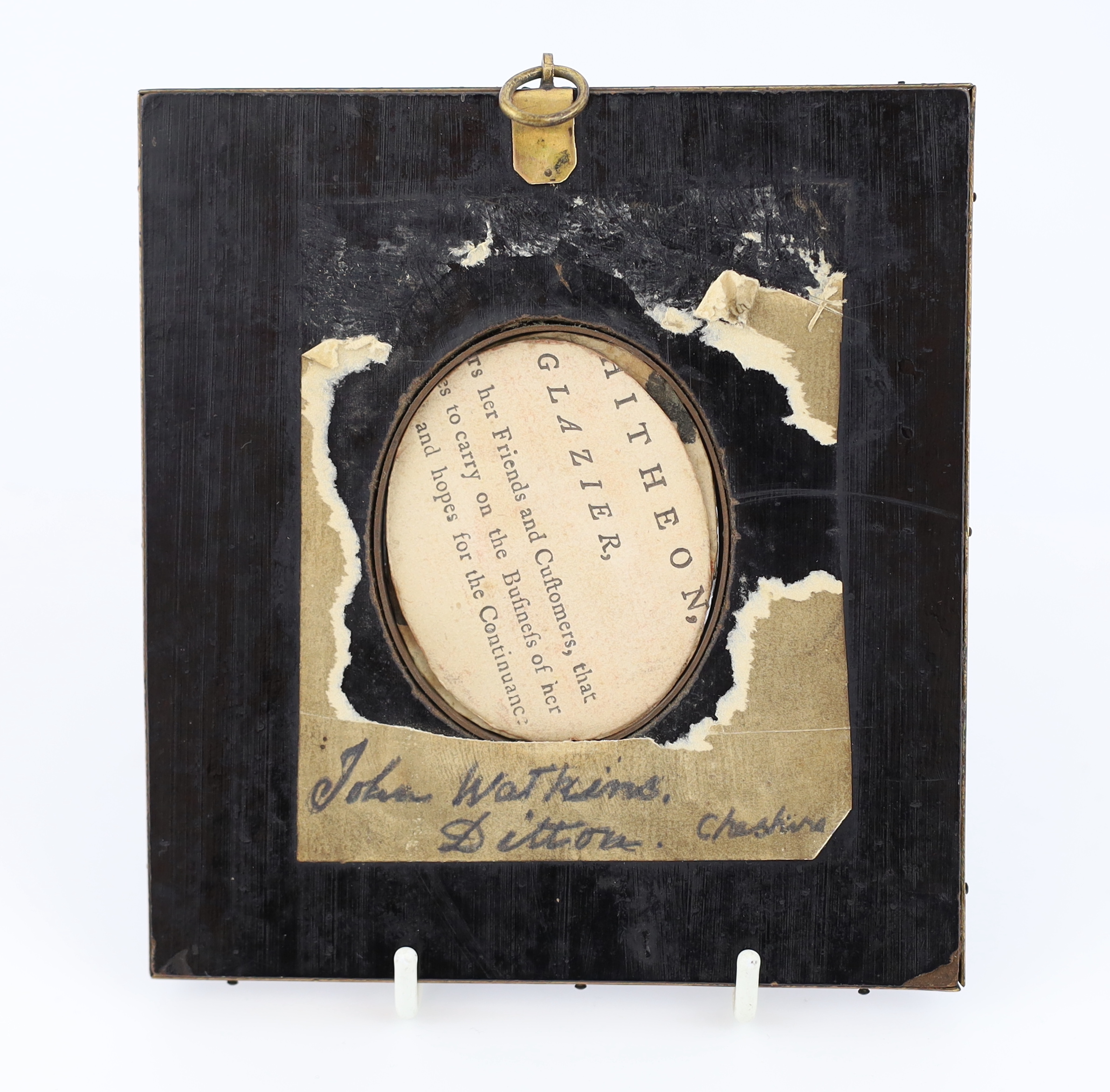 Thomas Hazlehurst (English, 1740-1821), Portrait miniature of John Watkins of Ditton, Cheshire, watercolour on ivory, 6 x 5cm. CITES Submission reference Q5WWUXC2